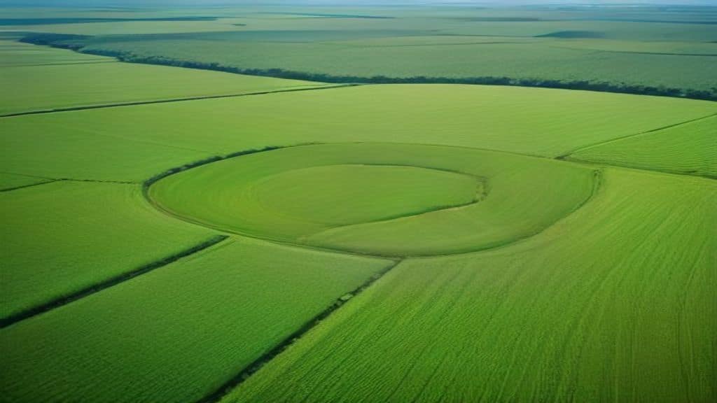 A wide aerial view of diverse agricultural fields and food markets around the world, with hands of different skin tones sharing fruits and vegetables, warm natural lighting, photorealistic style, no text, no logo, symbolizing global food security and nutrition
